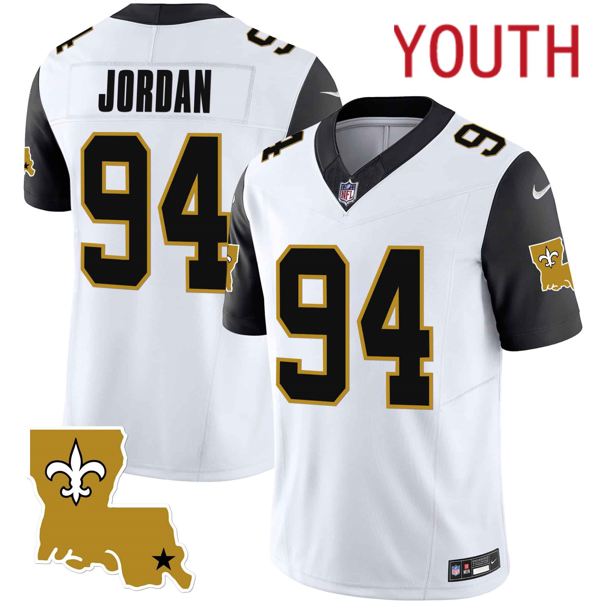 Youth New Orleans Saints #94 Jordan White 2024 Nike 1987 Legacy Vapor Limited NFL Jersey style 2->youth nfl jersey->Youth Jersey